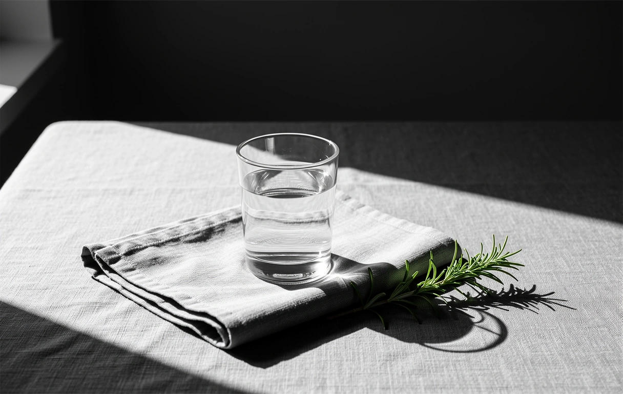 Minimalistické prostírání se zdravým jídlem